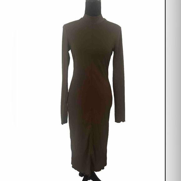 H&M Women’s size M olive green mock neck midi dress - Picture 2 of 6
